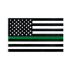 A black and white flag with a green horizontal stripe, resembling a tribute to first responders.