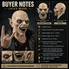 A realistic latex mask of a demon with sharp teeth and intense facial features.