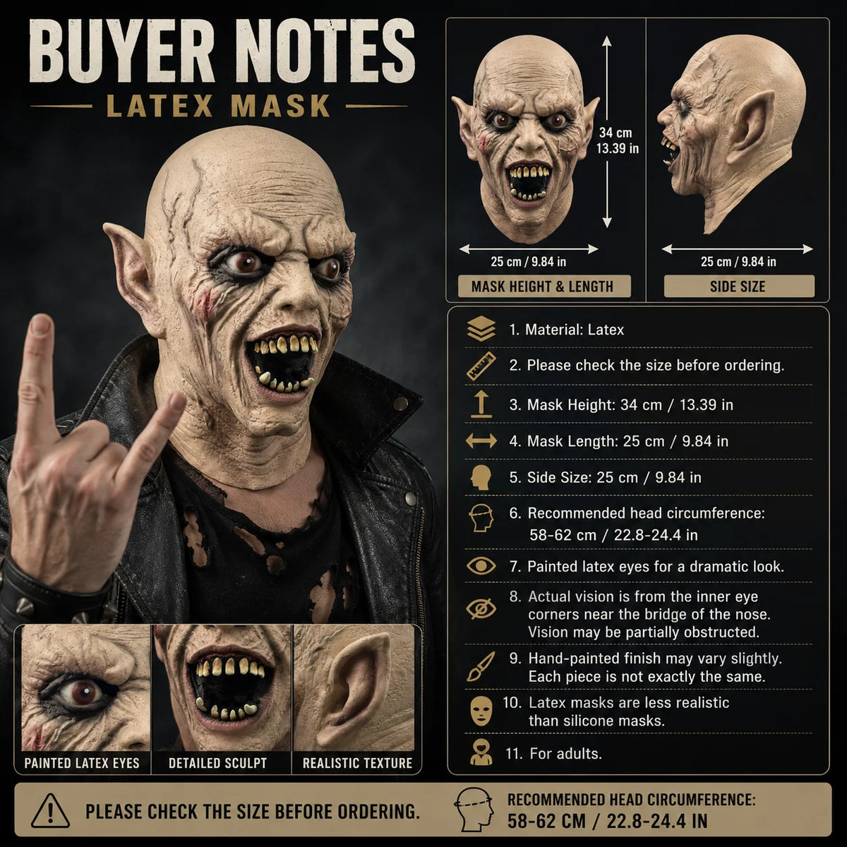 A realistic latex mask of a demon with sharp teeth and intense facial features.