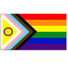A horizontal rainbow pride flag with stripes of red, orange, yellow, green, blue, and purple.