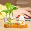 Mini resin desk ornament featuring a green ivy plant and a white lucky cat figurine