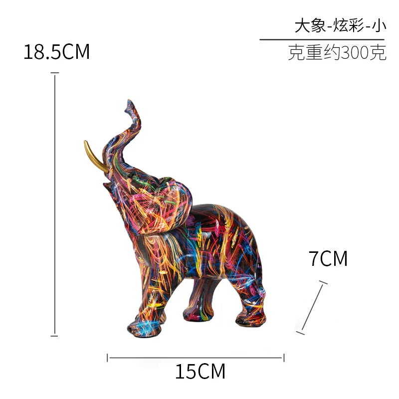 Colorful Elephant Resin Figurine for Home Decor