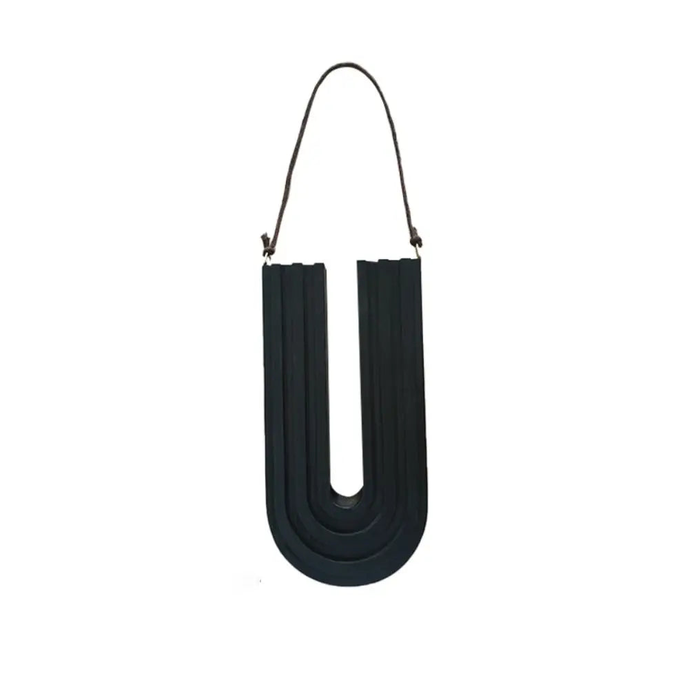 Handcrafted wooden wall-mounted hydroponic plant vase in black.