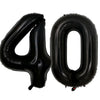 A set of two black foil balloons shaped like the number 40