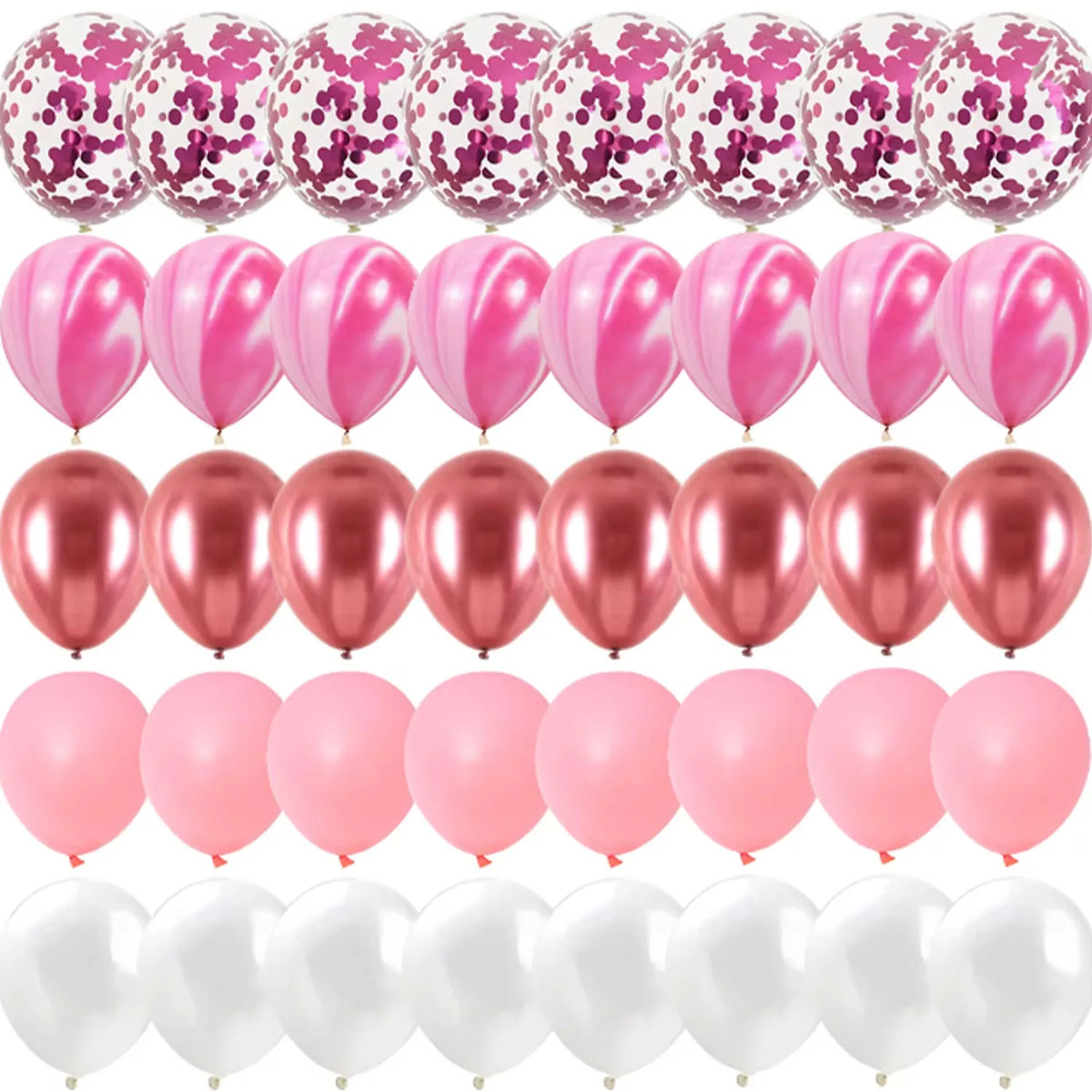 Rose Pink Metallic Latex Balloons for Parties & Celebrations