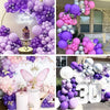 A collection of pastel blue and purple latex balloons arranged for parties and events.