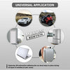 A diagram showing the universal application and features of a Mexican Edition 3D metal car emblem decal.