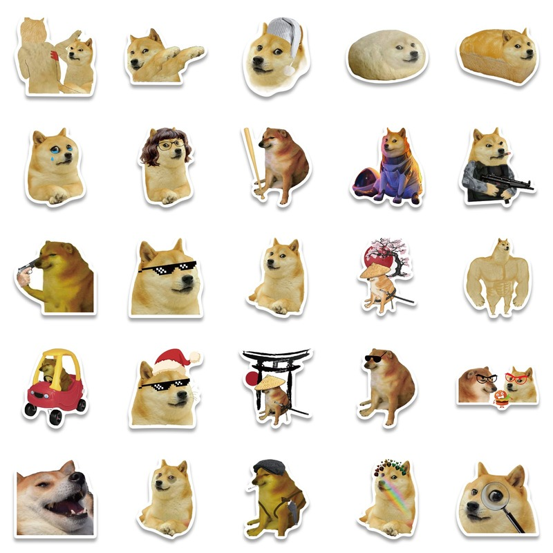 A collection of funny cartoon dog meme decals featuring various breeds and expressions.