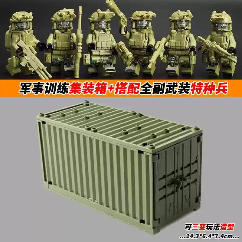 A set of Veyron Special Forces building blocks featuring Delta Squad miniature figures and accessories.