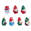 A set of five festive resin Christmas dwarf figurines in red and green colors.