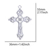 Silver cross charm with ornate detailing, measuring 55mm or 36mm.