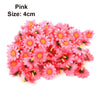 A pile of pink artificial sunflower and daisy heads, size 4cm.