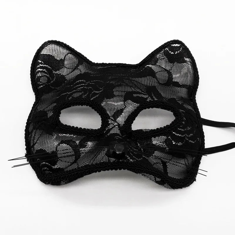 Black elegant lace half-face mask for masquerade or cosplay