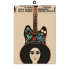 Abstract music canvas wall art featuring a stylized guitar silhouette and a woman's face in earthy tones.
