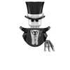A black and white horror movie icon building blocks set featuring a stylized skull and top hat.