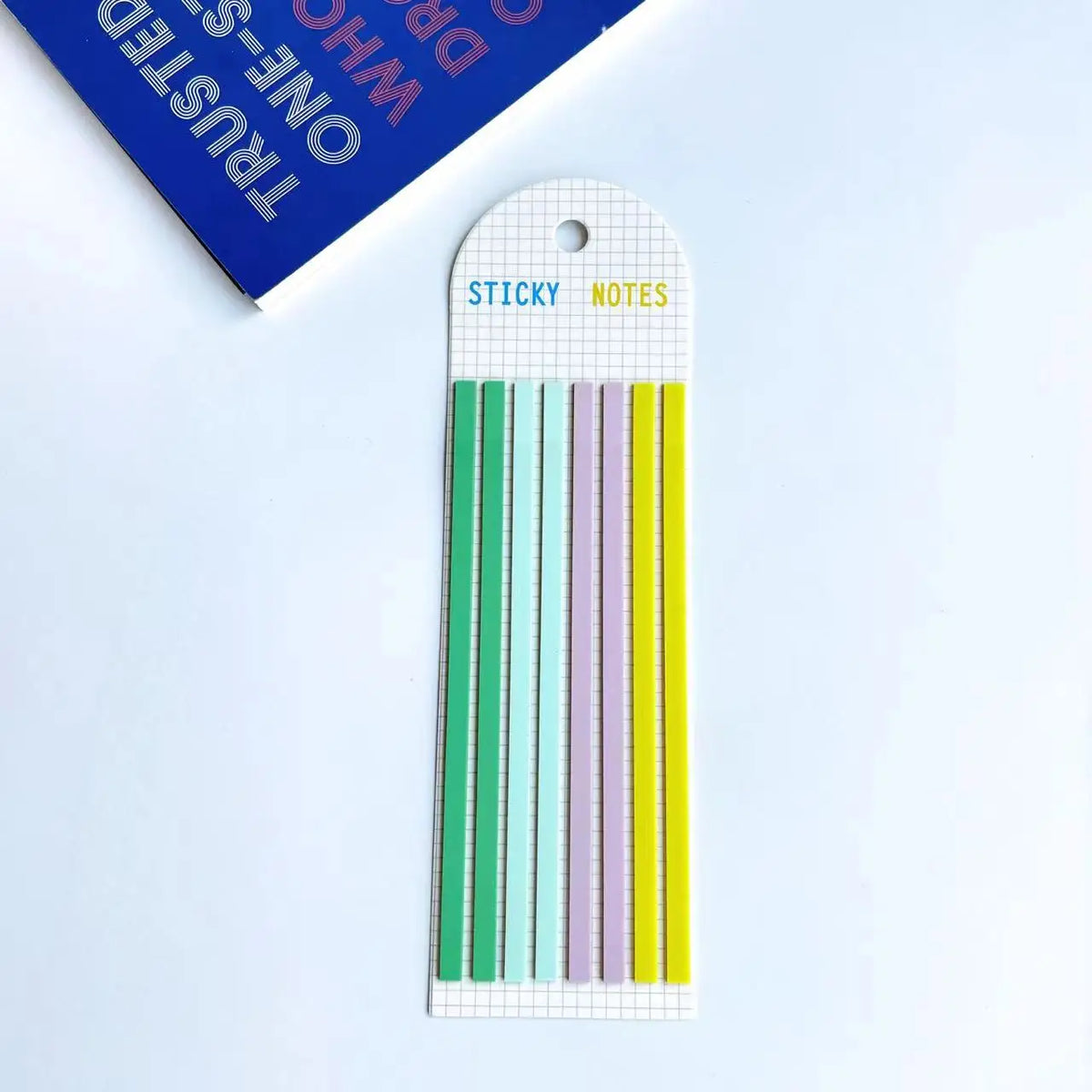 A set of transparent stickers and index tabs with various colored strips on a white background.