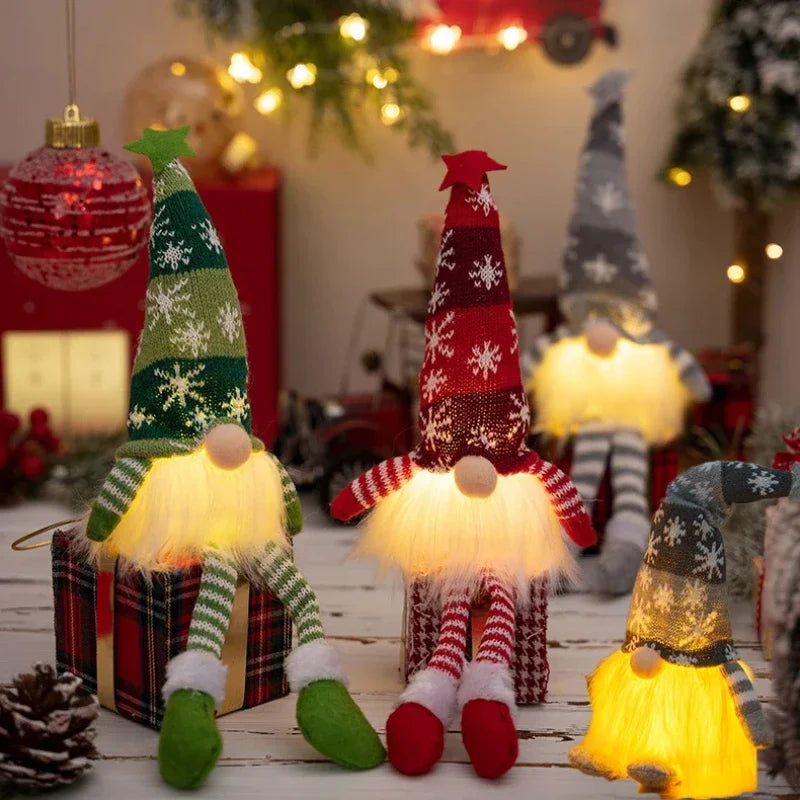 LED Gnome Christmas Ornaments – Soft Plush Hanging Decor