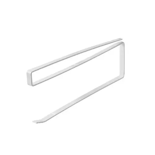 A silver metal no-drill paper roll holder with a rectangular frame and two arms.