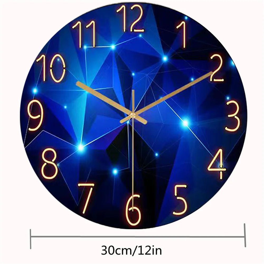 Modern Geometric Glass Wall Clock with Silent Quartz Movement