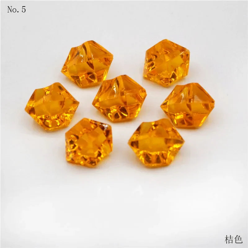Five faceted yellow crystal acrylic stones for vase filler or decor