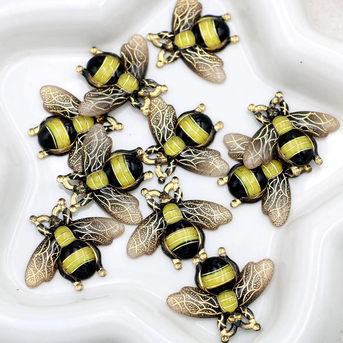 Lifelike Resin Bee Charms for Jewelry Making & DIY Crafts