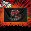 A black banner featuring a graphic of a red Polaris motorcycle and the text LIFE, set against an orange background with radia
