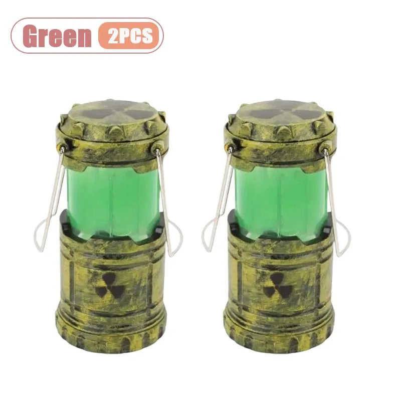 A pair of mini nuclear reactor lanterns with an eerie green glow.