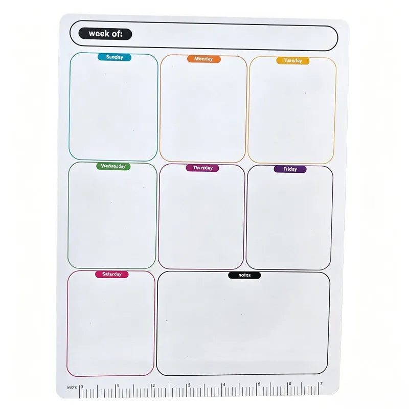 A weekly planner grid for organizing tasks and notes with labeled days from Sunday to Saturday.