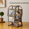 A vintage resin rotating photo frame displaying twelve photos on both sides.