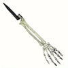 A Halloween skeleton bone garden stake featuring a skull and hand design.