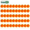 A set of 50 artificial orange marigold and carnation flowers for festive decoration.