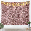 A leopard print tapestry wall hanging featuring brown and pink wild animal pattern decor.