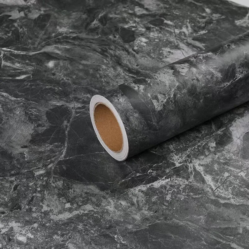 Roll of matte marble self-adhesive waterproof wallpaper for kitchen and furniture