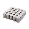 A grid of classic white tealight candles arranged in a square pattern.
