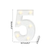 A white alphabet letter light shaped like the number five with warm white LED illumination.