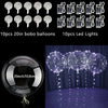 A set of 10 party balloons and 10 LED lights, including a 20-inch balloon illuminated with string lights.