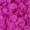 A close-up view of vibrant magenta artificial silk rose petals.
