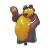 A foil balloon shaped like a bear, colored yellow and brown.