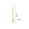 A set of elegant white and gold disposable dinnerware and cutlery with a length of 7.90 inches.