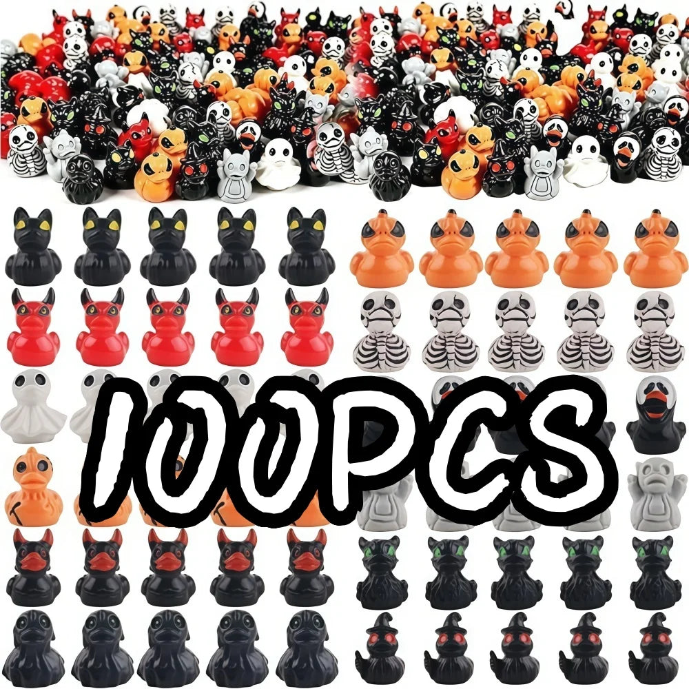 Spooky Mini Duck Figurines for Halloween Decor (Set of 10)