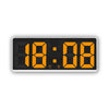 A digital alarm clock displaying 18:08, featuring an orange LED display on a black background.