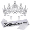 Silver rhinestone crown and sash set for a birthday queen
