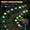 Outdoor waterproof garden lights featuring various colored bubble balls and a solar panel.