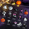 A variety pack of Halloween 3D resin nail charms featuring pumpkins, bats, ghosts, and cats.
