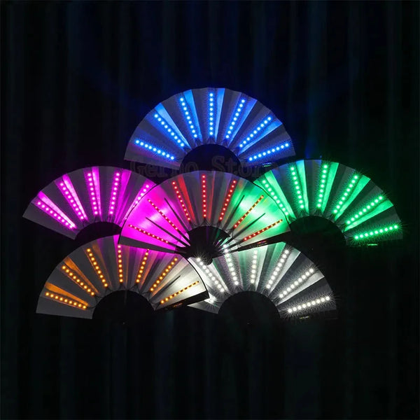 Illuminated Folding Hand Fan with LED Lights