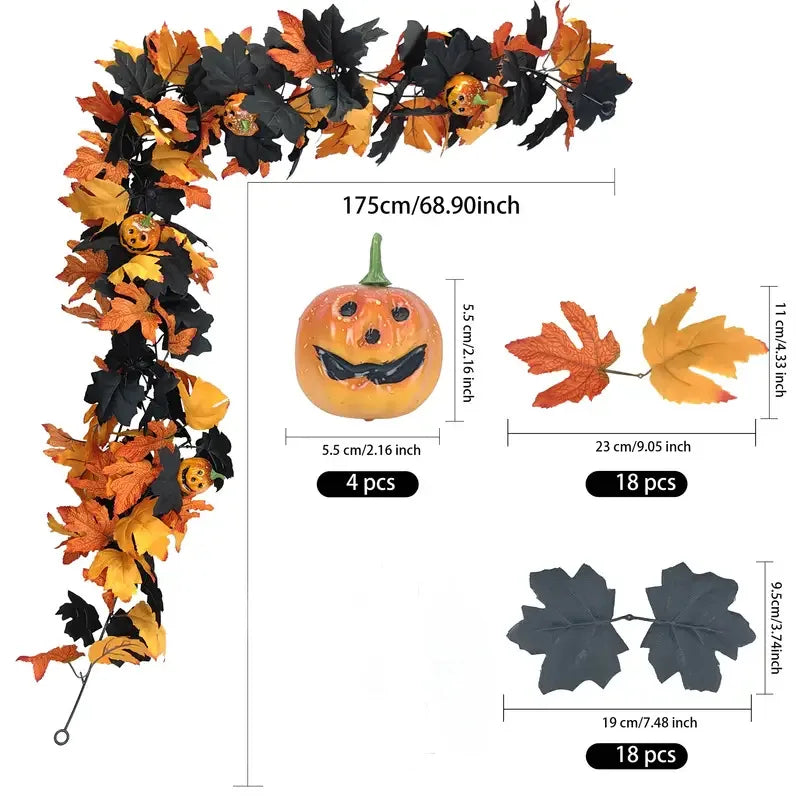 Autumn Maple Leaf Garland for Fireplace & Mantel Decor