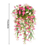 A hanging arrangement of pink and white silk morning glory vine flowers for home decor.