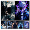 A collage of various Gojo Satoru anime posters featuring the character in different poses and styles.