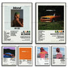 A collection of four framed posters featuring the band Blond alongside album art and photography.