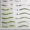 Frosted electrostatic window film featuring wavy horizontal lines of varying opacity for privacy